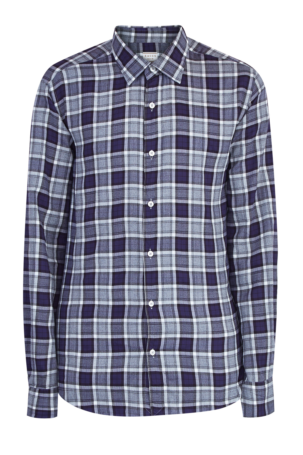 Приталенная рубашка в стиле casual из хлопка Albini XACUS, цвет синий, размер 50 - фото 1